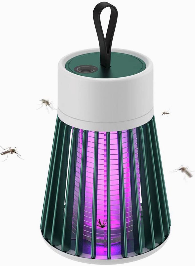 SYOSI صاعق الحشرات، قاتل البعوض، مصباح قتل البعوض الكهربائي المحمول USB LED مصيدة البعوض للمنزل وغرفة النوم والتخييم في الهواء الطلق، مصباح قاتل البعوض، مصيدة البعوض، يعمل بمنفذ USB باللون الأخضر - Image 1