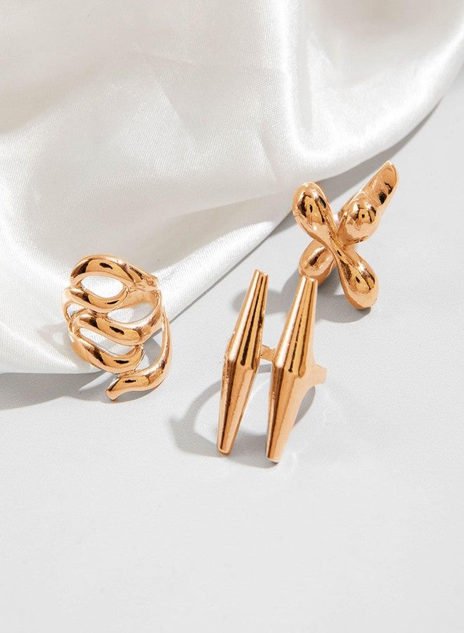 Frodete Chunky Gold Rings Set for Women Stackable Gold Rings Chunky Minimalist Solid Ring Trendy Statement Minimalist Jewelry, Metal, No Gemstone - Image 5