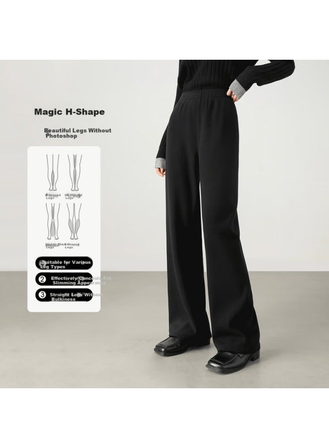 Sentubila Women's Wool Blend Acetate Casual Pants Winter Fleece Lined Warm Slim Straight Leg Pear Shape Commuter Trousers - Image 1