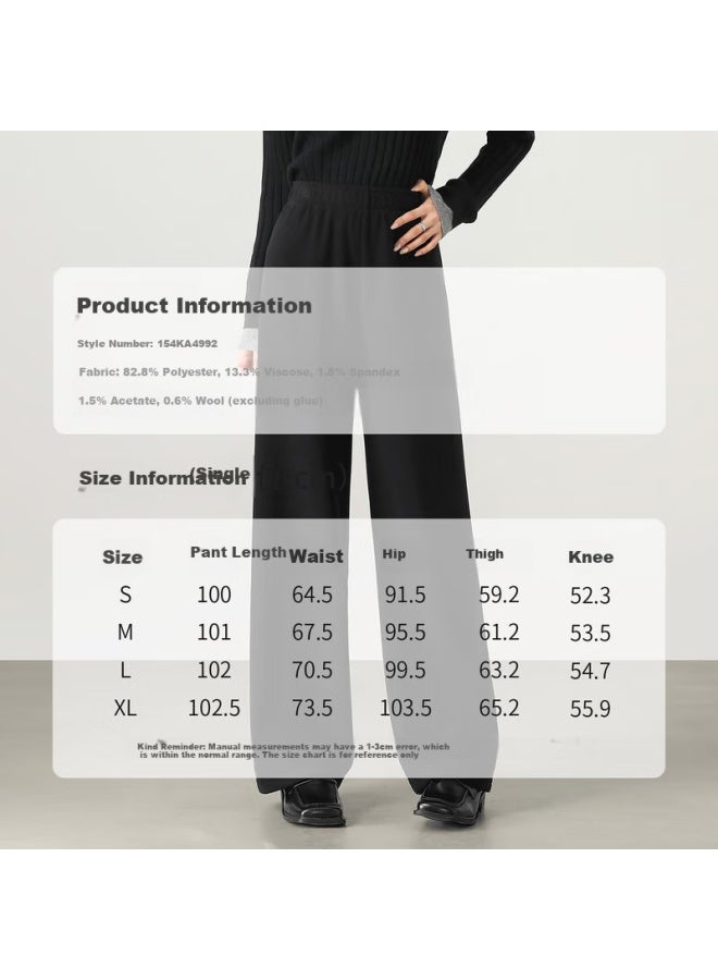 Sentubila Women's Wool Blend Acetate Casual Pants Winter Fleece Lined Warm Slim Straight Leg Pear Shape Commuter Trousers - Image 2