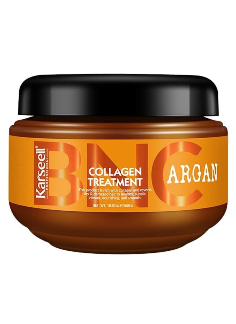 Karseell BNC Collagen Hair Treatment Deep Repair Conditioning Argan Oil Collagen Hair Mask Essence for Dry Damaged Hair All Hair Types 16.90 oz 500ml 