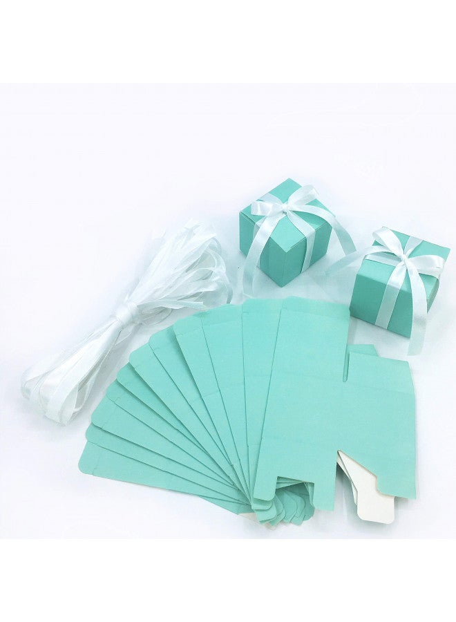 AWESON PARTY Small Cube Turquoise Candy Treat Boxes Bulk Teal Blue Gift Boxes Wedding Favors Baby Bridal Shower Birthday Party Boxes Supplies, 50pc (Aqua Blue) - Image 3