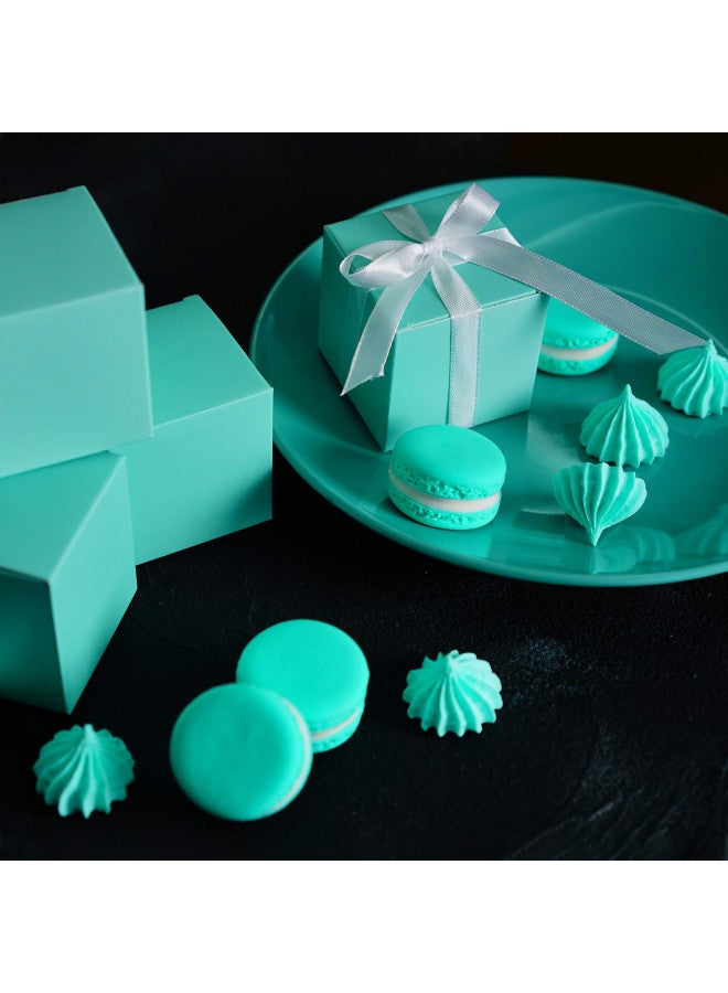 AWESON PARTY Small Cube Turquoise Candy Treat Boxes Bulk Teal Blue Gift Boxes Wedding Favors Baby Bridal Shower Birthday Party Boxes Supplies, 50pc (Aqua Blue) - Image 2