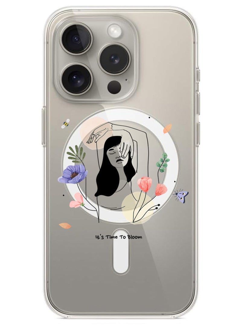 Theodor Magnetic Case for iPhone 15 Pro 6.1-inch Compatible with MagSafe Wireless Charging, Shockproof Phone Bumper Cover Bloom2 - Image 1
