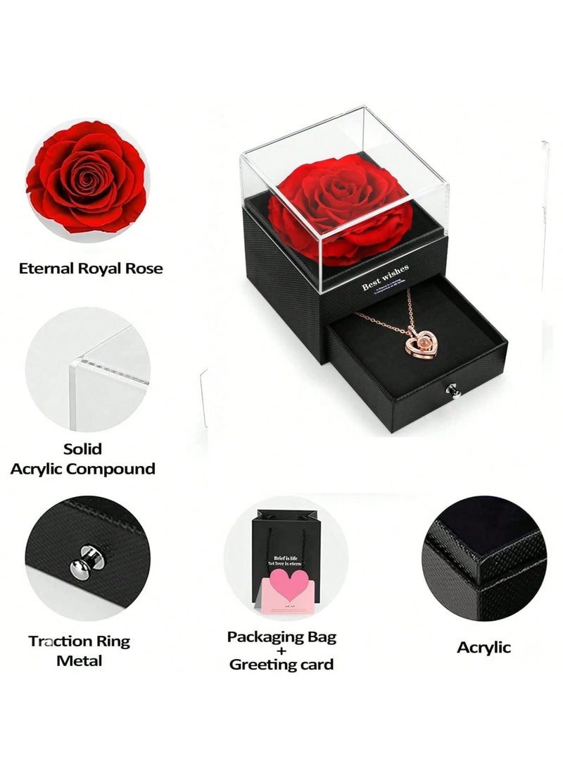 Women's necklace in gold color adorned with sparkling rhinestones, presented in a box decorated with artificial flowers. A luxurious gift perfect for anniversaries, Valentine's Day, birthday gifts, Mother's Day, and engagements. - Image 2