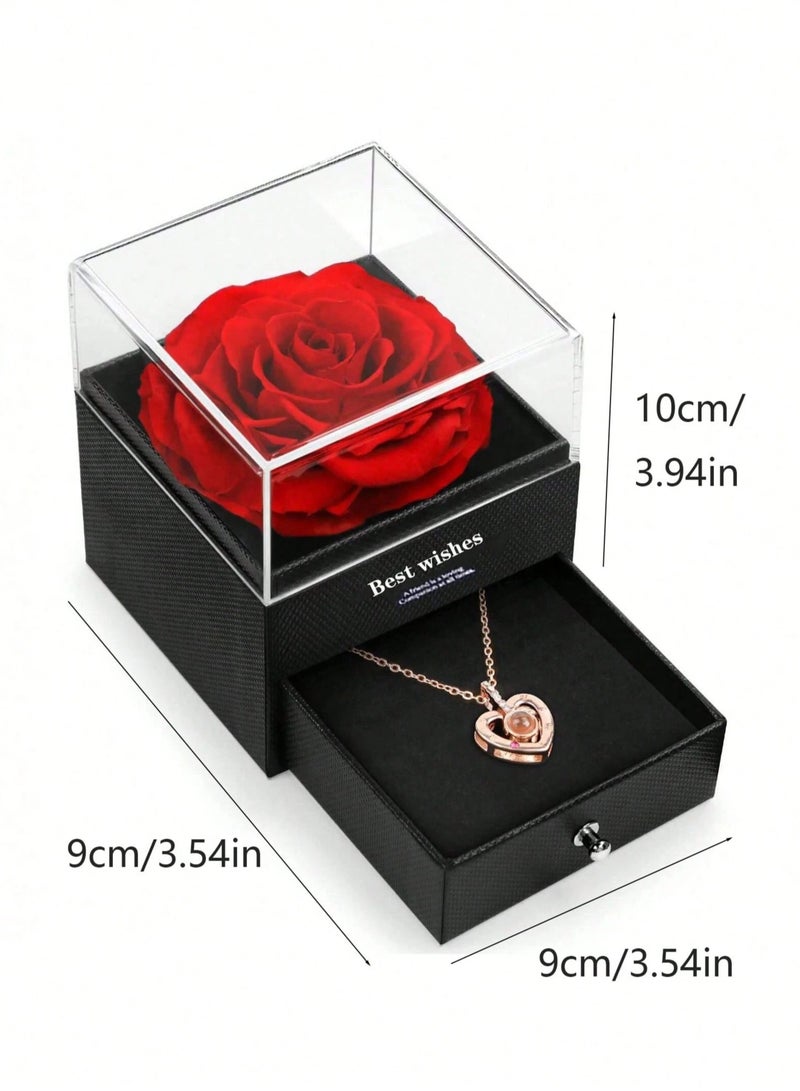 Women's necklace in gold color adorned with sparkling rhinestones, presented in a box decorated with artificial flowers. A luxurious gift perfect for anniversaries, Valentine's Day, birthday gifts, Mother's Day, and engagements. - Image 4