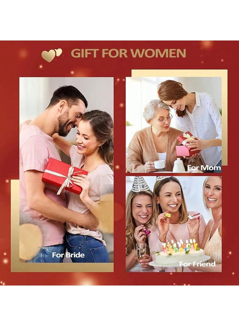 Women's necklace in gold color adorned with sparkling rhinestones, presented in a box decorated with artificial flowers. A luxurious gift perfect for anniversaries, Valentine's Day, birthday gifts, Mother's Day, and engagements. - Image 3