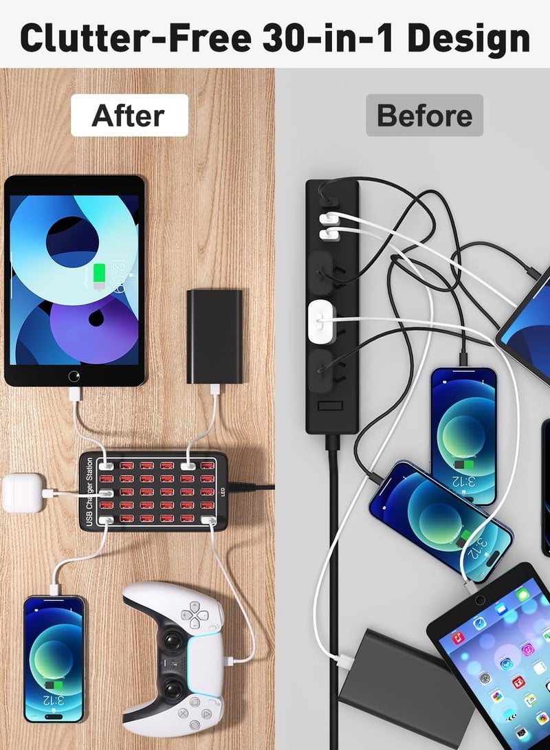 SHOPI 30-Port USB Charging Station, 150W/30A Fast Desktop Charger | Smart Multi-Device Charging Hub for Smartphones, Tablets, and More  - Image 4