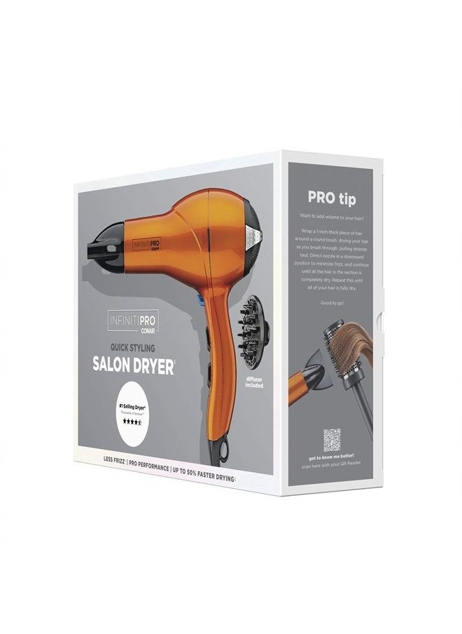 CONAIR - INFINITIPRO BY CONAIR Hair Dryer, 1875W Salon Performance AC Motor Hair Dryer, Conair Blow Dryer, Orange - Image 1