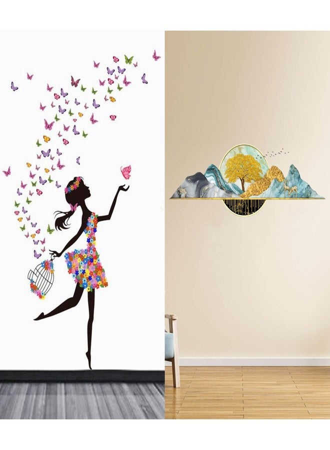 WALLBOOK Set of 2 Wall Stickers Dreamy Girl | 3D Trees for Home, Hall, Bedroom, Livingroom & Kitchen - Image 1