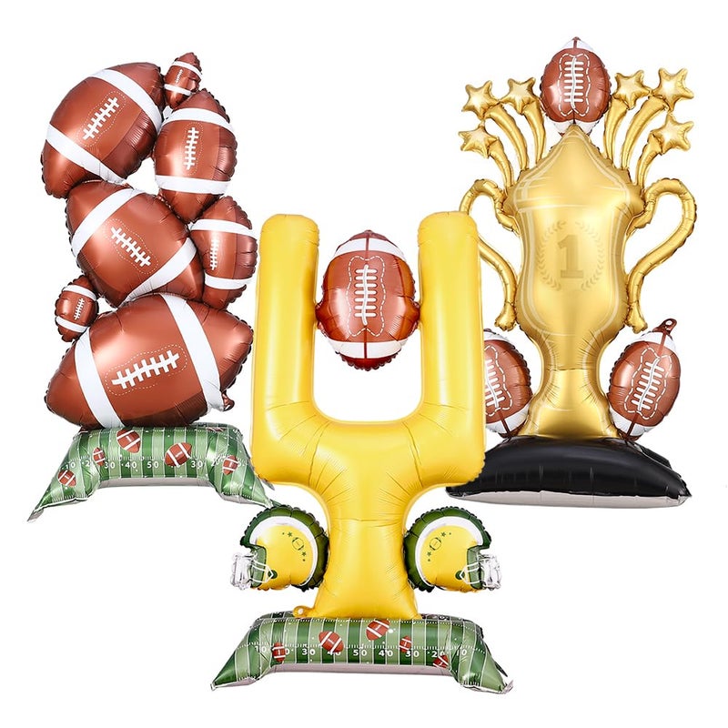 Heukikt 3Pcs Giant Football Party Supplies Kit - Goal Post Self Standing Balloon Set for Tailgate Celebrations Birthday Touch Down Rugby Super Bowl Sport Football Party Decorations - Image 3