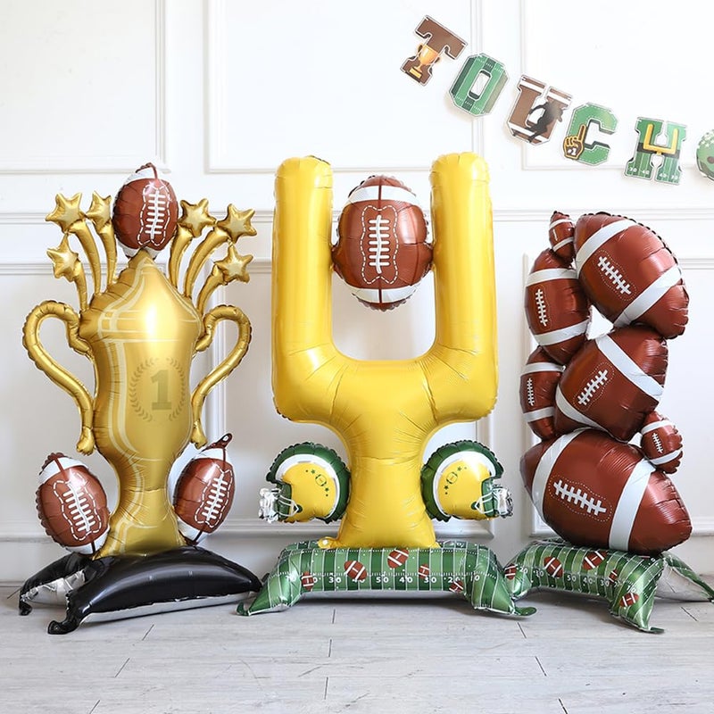 Heukikt 3Pcs Giant Football Party Supplies Kit - Goal Post Self Standing Balloon Set for Tailgate Celebrations Birthday Touch Down Rugby Super Bowl Sport Football Party Decorations - Image 1