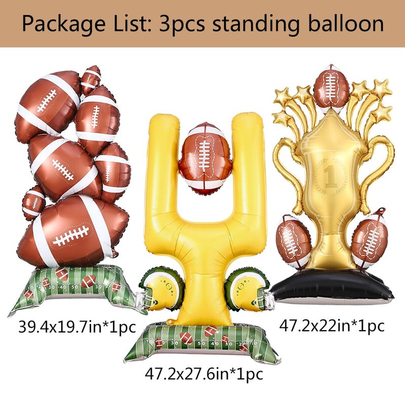 Heukikt 3Pcs Giant Football Party Supplies Kit - Goal Post Self Standing Balloon Set for Tailgate Celebrations Birthday Touch Down Rugby Super Bowl Sport Football Party Decorations - Image 2