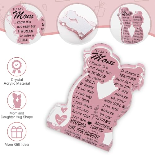 TuSuQing Mom Gifts from Daughter Christmas Gift for Mom, Mom Birthday Ideas Gift Cool Mother's Day Gifts from Daughter Best Mom Ever Gifts New Mom Single Mom Christmas 2024 Acrylic Plaque Sign 5x3in - Image 2