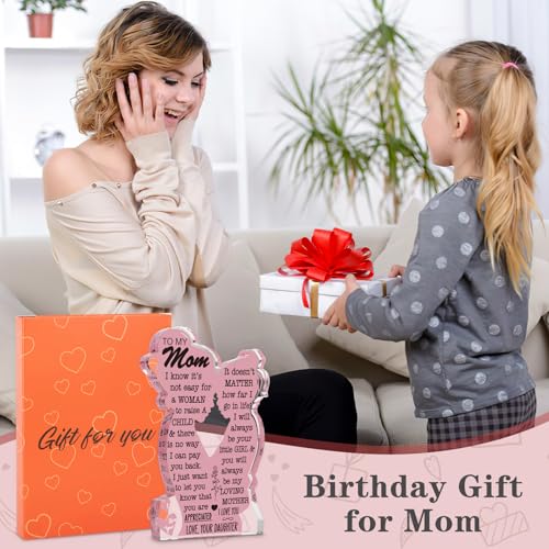 TuSuQing Mom Gifts from Daughter Christmas Gift for Mom, Mom Birthday Ideas Gift Cool Mother's Day Gifts from Daughter Best Mom Ever Gifts New Mom Single Mom Christmas 2024 Acrylic Plaque Sign 5x3in - Image 4