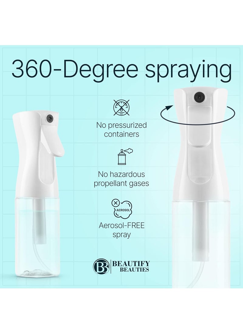 Lesha Continuous Spray Bottle Plastic Empty Hair Mist Sprayer Ultra Fine Water Mister for Hairstyling Cleaning Salons Plants Pet Care (300ml, Transparent White)  - Image 2