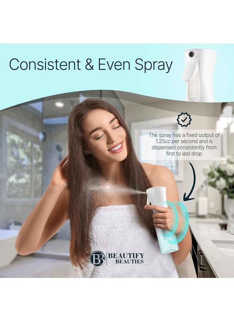 Lesha Continuous Spray Bottle Plastic Empty Hair Mist Sprayer Ultra Fine Water Mister for Hairstyling Cleaning Salons Plants Pet Care (300ml, Transparent White)  - Image 3