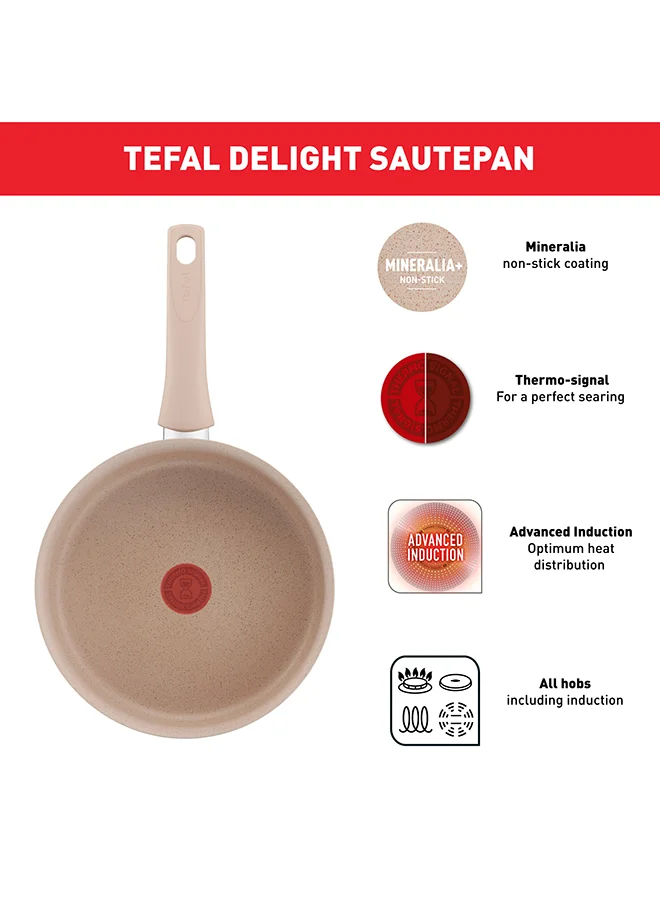 Tefal TEFAL Delight | Saute Pan 24 cm | Non-Stick Coating | Heat Indicator | 100% Recycled Aluminum Body | Made in France | 2 Years Warranty | G2933202