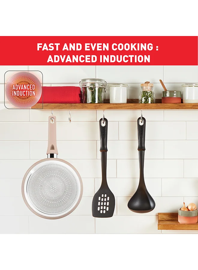 Tefal TEFAL Delight | Saute Pan 24 cm | Non-Stick Coating | Heat Indicator | 100% Recycled Aluminum Body | Made in France | 2 Years Warranty | G2933202 Beige - Sandstone
