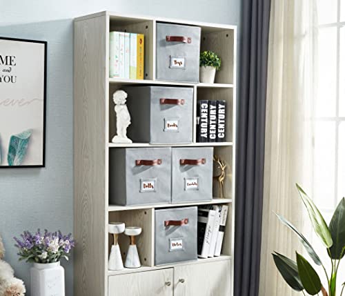 DECOMOMO Storage Bins, Cube Storage Bin with Labels, Fabric Storage Cubes for Shelves (10.5" x 11" / 6pcs, Grey) - Image 2