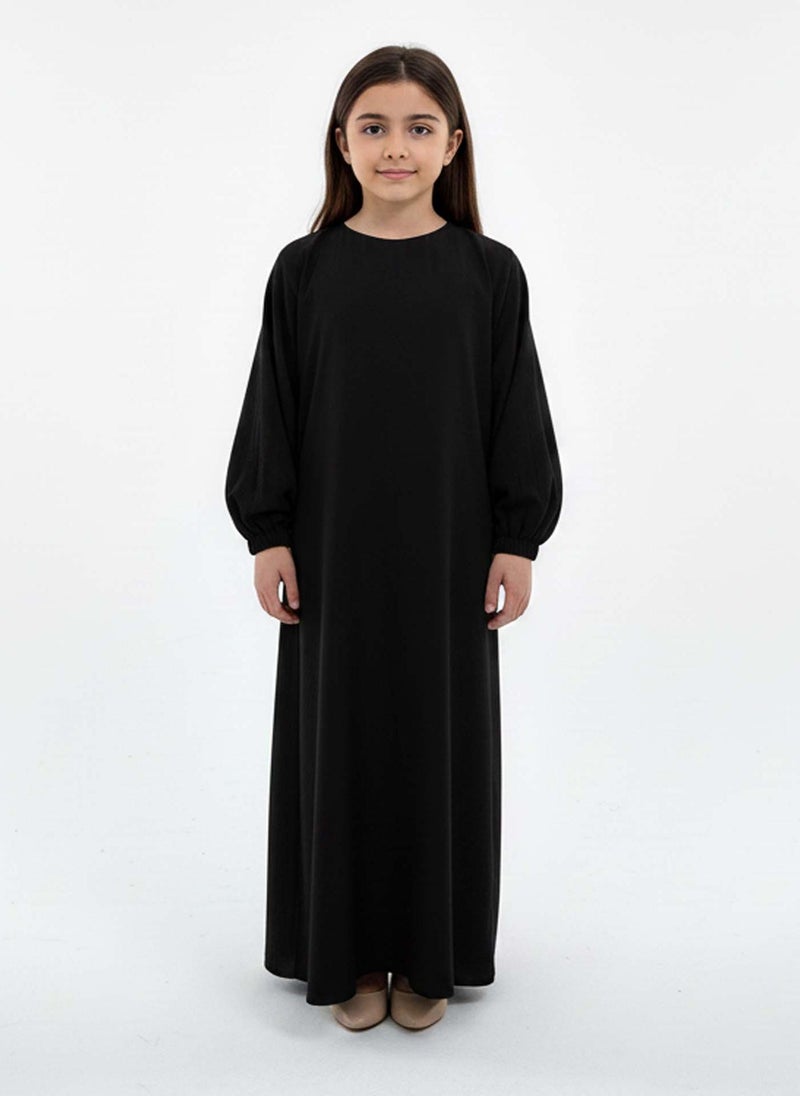 MSquare Fashion Kids Harir Maqsood Prayer Abaya I Black - Image 1