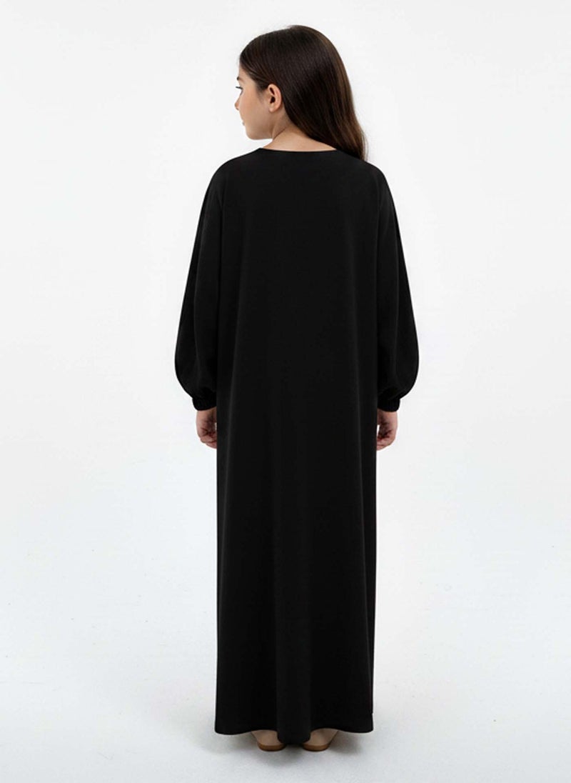 MSquare Fashion Kids Harir Maqsood Prayer Abaya I Black - Image 3
