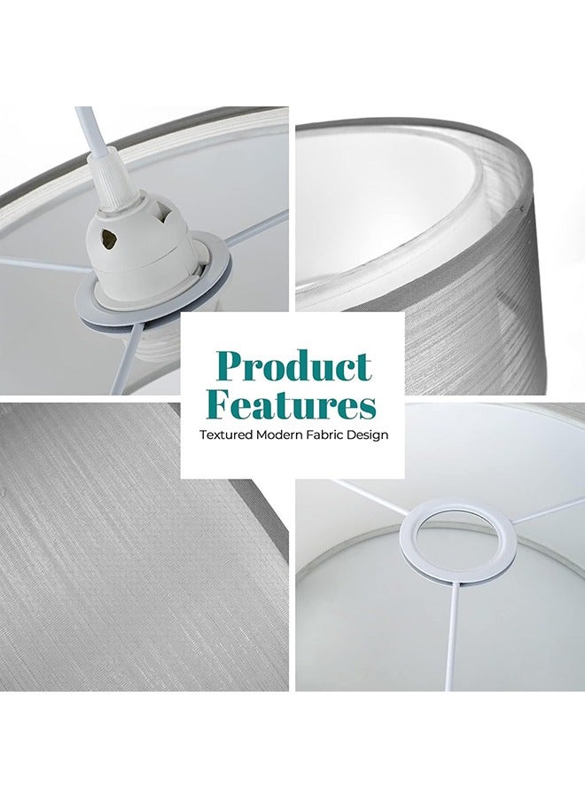 2-Tier Large Lamp Shade, Modern Grey Light Shade, Lampshades for Ceiling Lights, Table Lamps & Floor Lamps, Ceiling Light Shade for Living Rooms, Kitchen, Bedroom, Hallways & Lounges