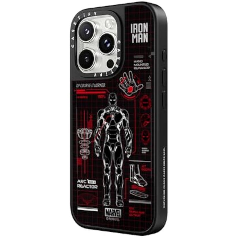 Casetify Mirror iPhone 16 Pro Max Case 【Iron Man Co-Lab/Reflective / 4.9ft Drop Protection/Compatible with Magsafe】 - Iron Man Blue Print Tech - Red - Silver on Black - Image 5
