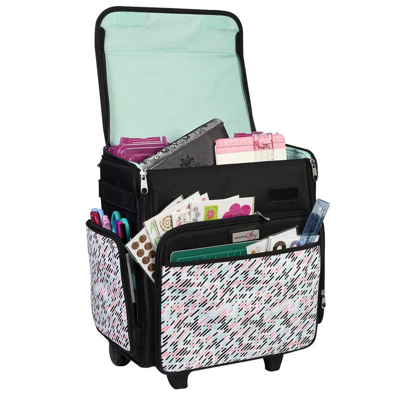 Everything Mary Wheeled Scrapbook Tote for Scrapbooking  Art  Travel Organizer Storage Bin for Paper Glue Tape Pill Print