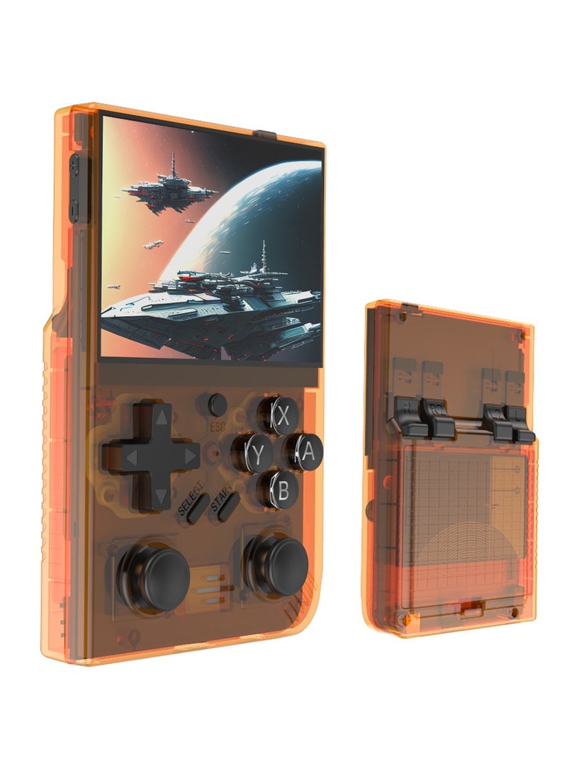 RS35 plus Handheld Game Console – 3.5" IPS Screen Linux EmuELEC System Retro Game Player with 20000+ Classic Games 64G TF Card (Orange) - Image 1