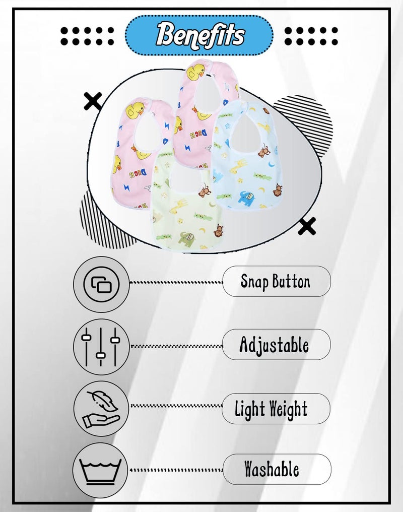 BTfash Babies Soft Button Bib for Feeding | Waterproof Bib for New Born | Washable Feeding Aprons for Infants & Toddlers | Reusable, Comfortable & Ideal for Mealtime | Gentle on Skin (Assorted_PO4) - Image 4