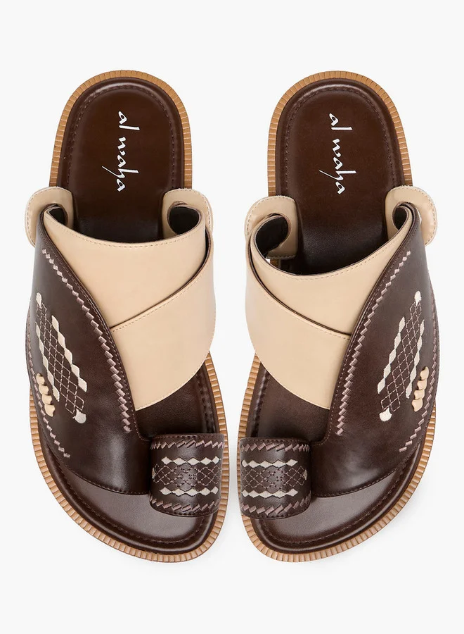 الواحة Embroidered Slip-On Arabic Sandals with Toe Loop