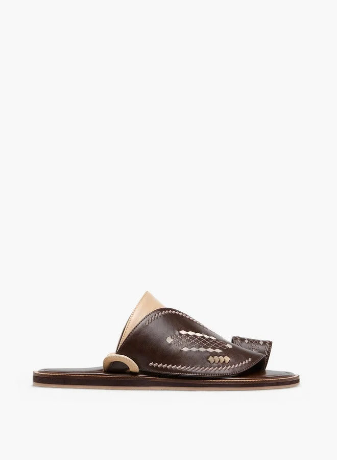 Al Waha Embroidered Slip-On Arabic Sandals with Toe Loop