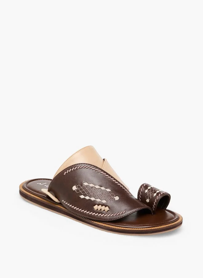 Al Waha Embroidered Slip-On Arabic Sandals with Toe Loop