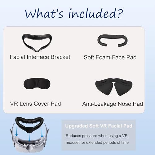 DTianSir VR Facial Interface for Oculus Quest 2,Removable Facial Interface Bracket,VR Accessories Set with Nose Pad,Foam Face Covers,Lens Cover - Image 2