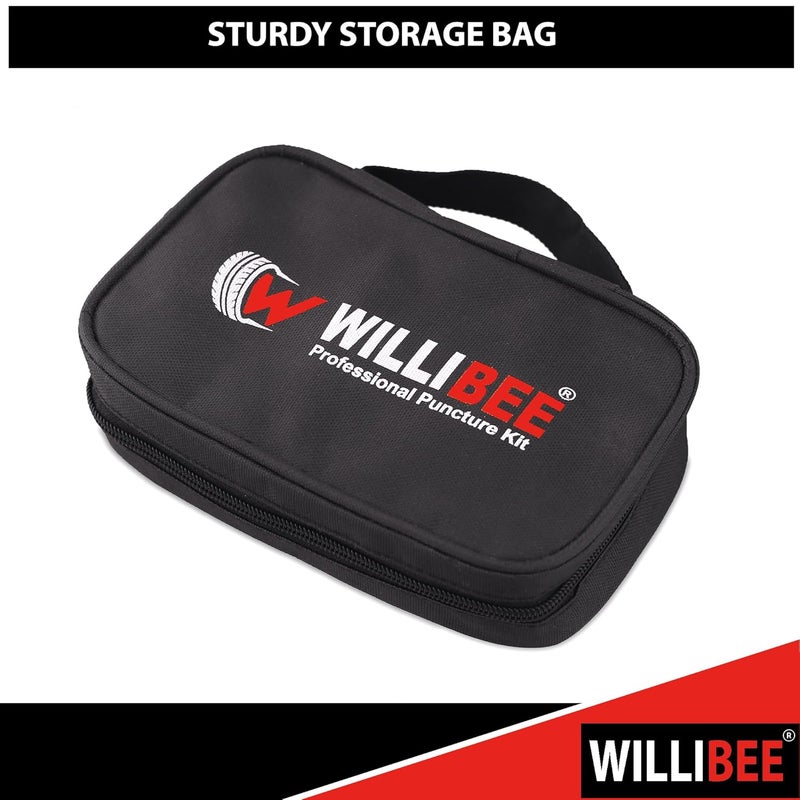 WILLIBEE 15 in 1 (Pack of 20 Strips) Universal Tubeless Tyre Heavy Duty Steel Puncture Kit Emergency Flat Tire Repair Patch Punchure Kit Tool (with Storage Bag) for Car, Bike, SUV, & Motorcycle - Image 5