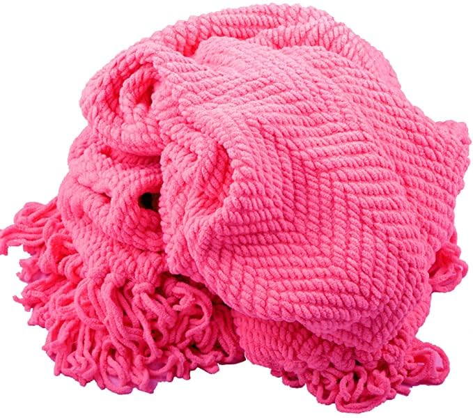 Home Soft Things Pink Throw Blanket Knitted Tweed Throw 50'' x 60'', Camellia Rose, Super Soft Cozy Warm Comfortable Breathable Throw for Living Room Chair Couch Bed Sofa Bedroom Home Décor - Image 5