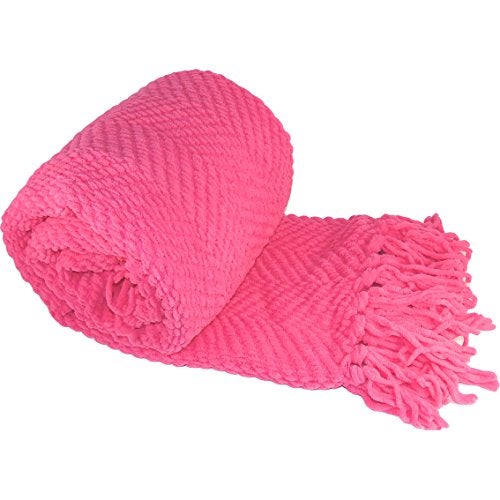Home Soft Things Pink Throw Blanket Knitted Tweed Throw 50'' x 60'', Camellia Rose, Super Soft Cozy Warm Comfortable Breathable Throw for Living Room Chair Couch Bed Sofa Bedroom Home Décor - Image 1