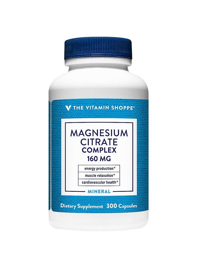 The Vitamin Shoppe Magnesium Citrate Complex 160MG, Mineral Supplement That Supports Bones, Teeth & Energy Production (300 Capsules) - Image 1
