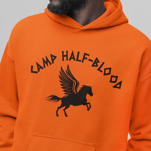 shop4ever Camp Half Blood Hoodie Demigod Hooded Sweatshirt Medium Orange 0 - Image 4