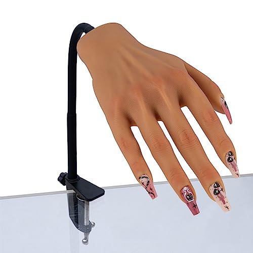 KnowU Silicone Practice Hand for Acrylic Nails, Mannequin Hands for Nails Practice with Adjustable Bracket, Life Size Fake Hand for DIY Nails/Nail Art Beginners/Nail Salon Artists - Image 1