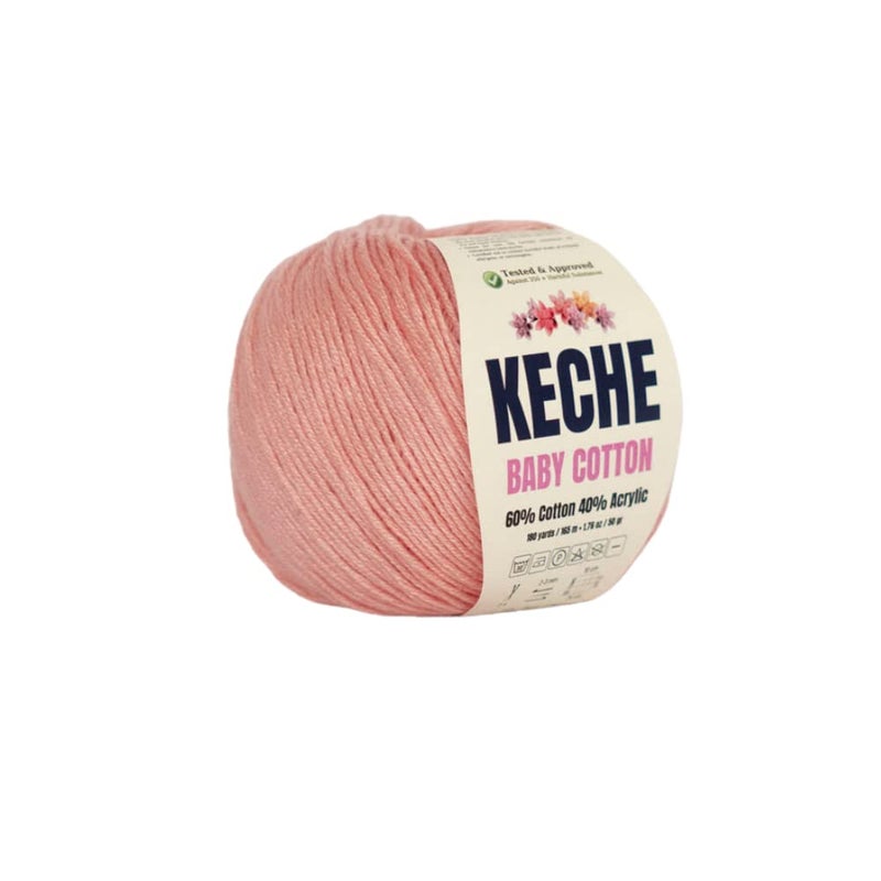 Keche Cotton Yarn, 60% Cotton 40% Acrylic Yarn, Soft Cotton Yarn for Crochet and Knitting, Amigurumi Yarn 1 Skein/Ball 1.76 Oz (50g) / 180 Yrds (165m) - Skin Color - Image 1