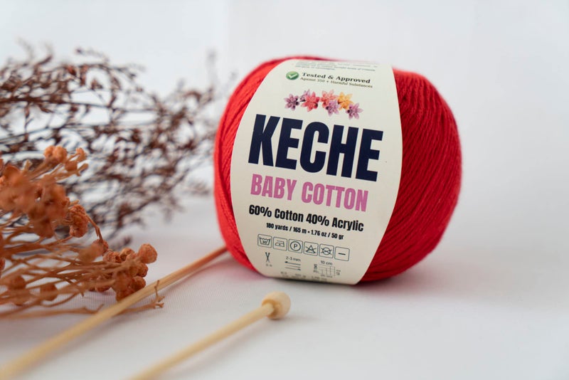 Keche Cotton Yarn, 60% Cotton 40% Acrylic Yarn, Soft Cotton Yarn for Crochet and Knitting, Amigurumi Yarn 1 Skein/Ball 1.76 Oz (50g) / 180 Yrds (165m) - Skin Color - Image 5