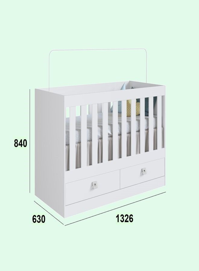 ART IN MOVEIS Baby Crib. With 2 Drawer White Color 132.6x84x63 cm - Image 3