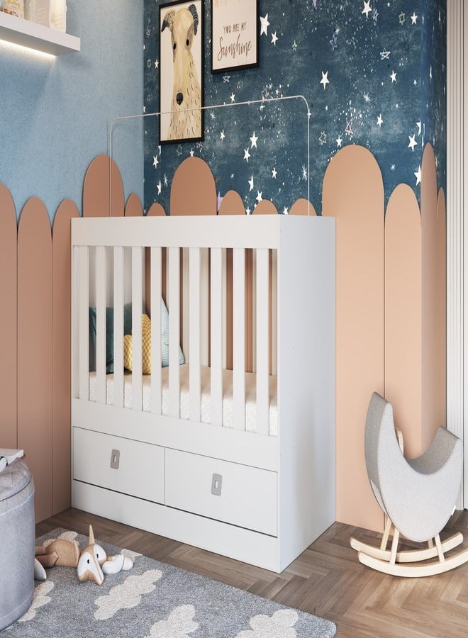 ART IN MOVEIS Baby Crib. With 2 Drawer White Color 132.6x84x63 cm - Image 1