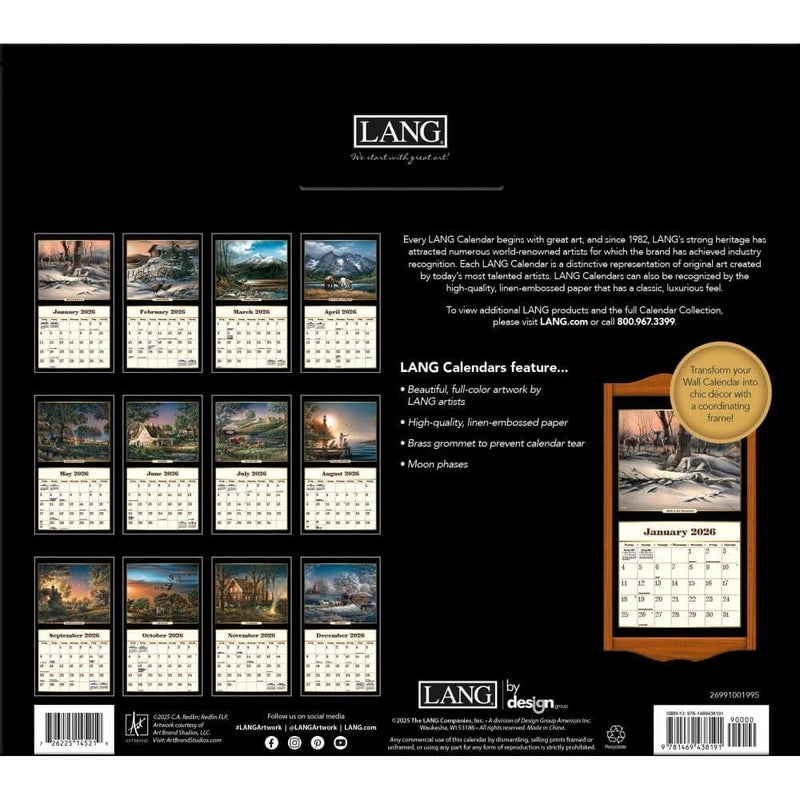 Lang Terry Redlin 2026 Wall Calendar â€“ 12-Month Calendar with Stapled Binding, Linen-Embossed Americana Art by Terry Redlin, 13.4" Ã— 12" - Image 3
