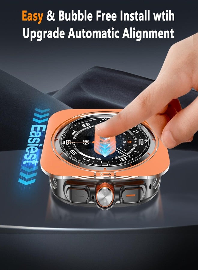 YMHML 3 in 1 Metal Case for Samsung Galaxy Watch Ultra Screen Protector 47mm, Unique Stylish Rugged Bumper + Hard PC Back Cover + 2PCS Tempered Glass Film for Galaxy Ultra 2024/2025, Black/Orange - Image 3