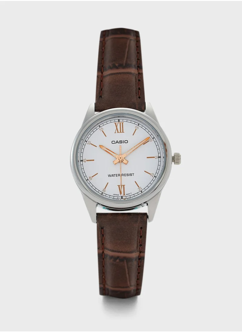 CASIO Leather Strap Analog Watch