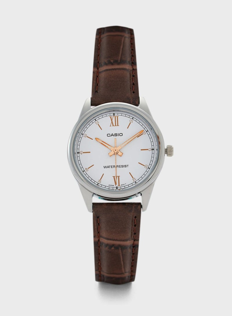 CASIO Leather Strap Analog Watch - Image 1