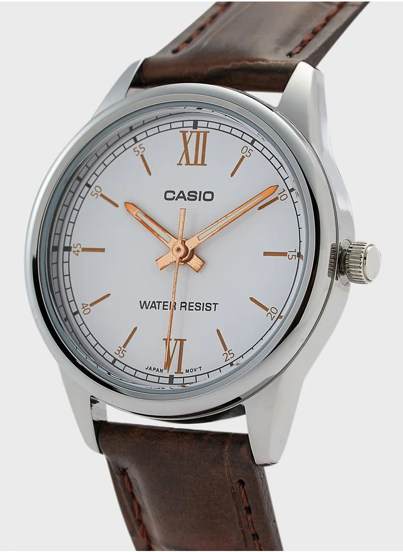 CASIO Leather Strap Analog Watch